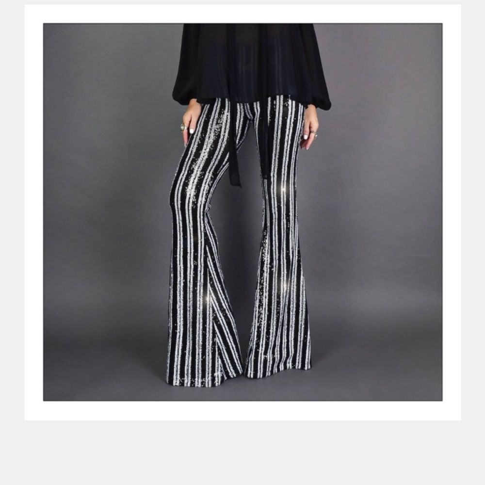 Girl on a vine Striped Stretchy Flares